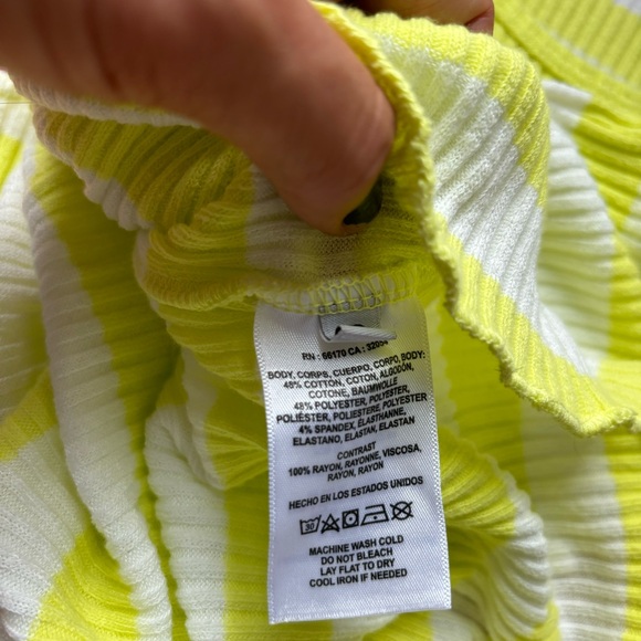 Anthropologie, T.La Yellow Stripe Flutter Sleeve Rib Knit Top Size Large - Picture 6 of 11